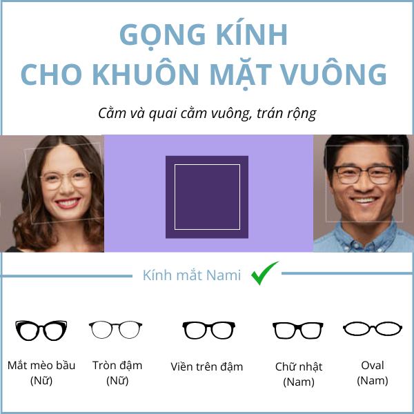 một số gọng kính phú hợp với khuôn mặt vuông